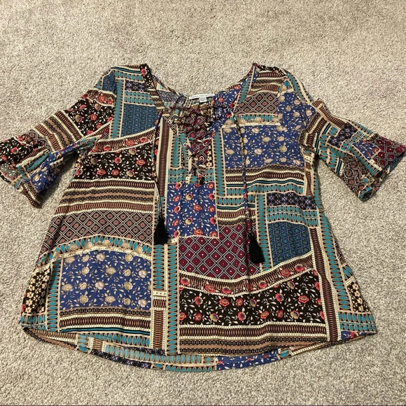 American Eagle Outfitters Boho Lace-up Blouse S - Picture 9 of 16
